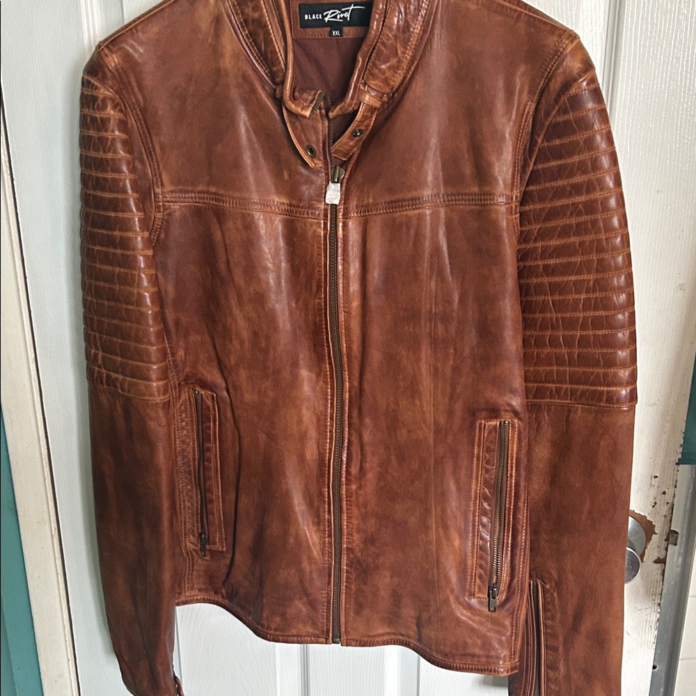Black Rivet Tan Leather Jacket